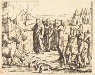 Moses schlägt den Felsen von Augustin Hirschvogel