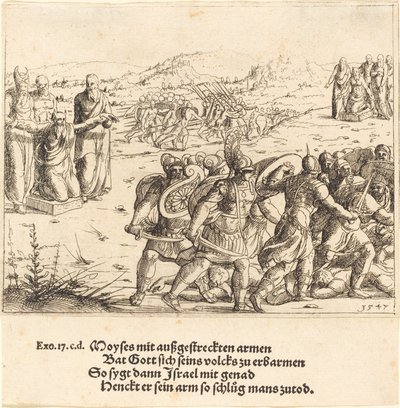 Moses mit ausgestreckten Armen von Augustin Hirschvogel