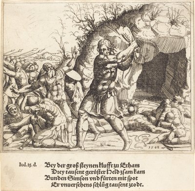 Samson erschlägt die Philister, 1548 von Augustin Hirschvogel