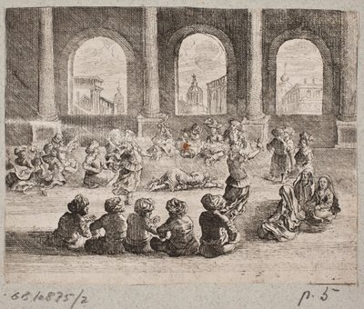 Orientalisches Palastinterieur mit einer Gesellschaft, die von Tänzern unterhalten wird von Augustin John
