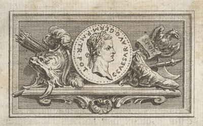 Medaille mit Porträt von Caligula im 6. Buch, aus Tibère ou les six premi..., veröffentlicht 1768 von Augustin de Saint Aubin