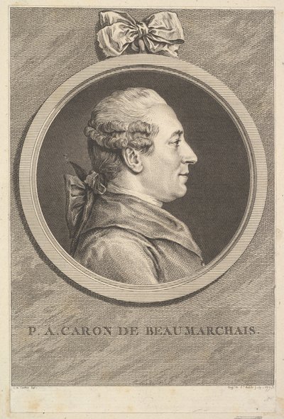 Porträt von P. A. Caron de Beaumarchais, 1773 von Augustin de Saint Aubin