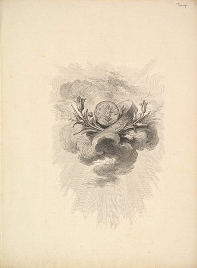Vignette mit einer Medaille, die Harpokrates und Lotusblumen darstellt, Band I, Seite 12, aus D..., 1778-80 von Augustin de Saint Aubin