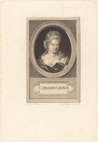 Antoinette du Ligier de La Garde Deshoulieres von Augustin de Saint Aubin after Elisabeth Sophie Cheron