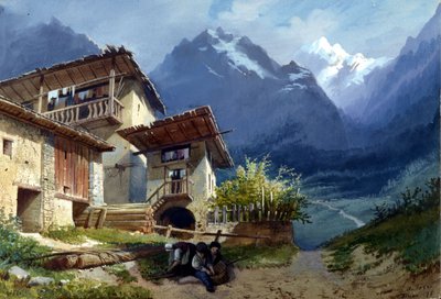 Bühnenbild für die Oper "Linda di Chamounix" von Gaetano Donizetti, Turin, 1875 von Augusto Ferri