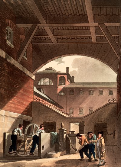 Wassermaschine im Cold Bath Fields Gefängnis, London, 1808 von Augustus Charles Pugin, Thomas Rowlandson