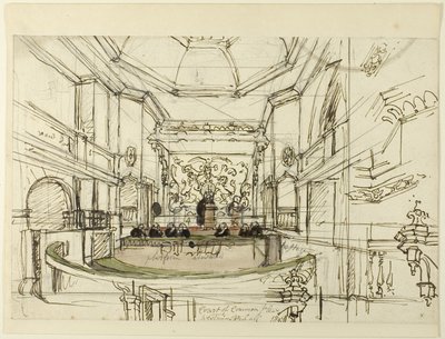 Studie für das Gericht der Common Pleas, Westminster Hall, aus Microcosm of London von Augustus Charles Pugin
