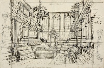 Studie für das Unterhaus, aus Microcosm of London von Augustus Charles Pugin