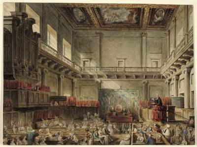 Studie für die königliche Kapelle, Whitehall, in Micocosm of London von Augustus Charles Pugin