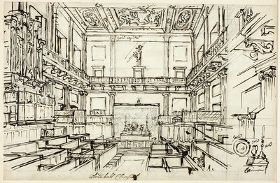 Studie für Whitehall Chapel, aus Microcosm of London von Augustus Charles Pugin