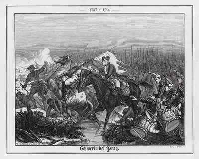 Tod von Feldmarschall von Schwerin in der Schlacht bei Prag, Siebenjähriger Krieg von Augustus J. Beck