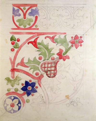 Blumendesign für die Bibliothek des House of Lords von Augustus Welby Northmore Pugin