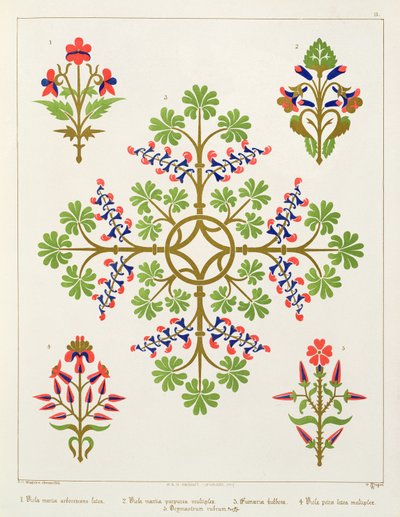 Rosenmotiv Tapetendesign, gedruckt von M. und N. Hanhart von Augustus Welby Northmore Pugin
