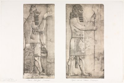 Denkmäler von Ninive: Platte 6, Fischgott Nimroud, Figur nahe einem Eingang Kouyunjik, 1853 von Austen Henry Layard
