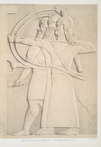 Zwei Bogenschützen und ein Schildträger, 1849 von Austen Henry Layard