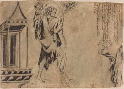 Ein Ädikula mit zwei Studien des heiligen Christophorus von Austrian 14th Century