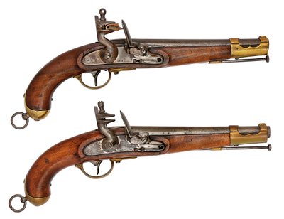 Ein Paar österreichische 16,9 mm Steinschloss-Dienstpistolen von Austrian School