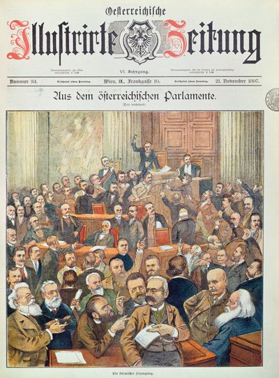 Eine stürmische Sitzung im österreichischen Parlament in Wien, 1897 von Austrian School