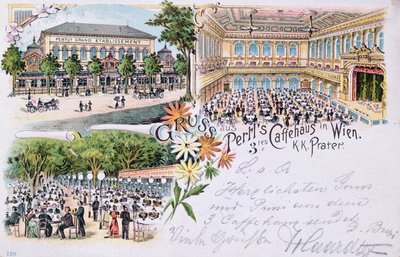 Postkarte aus Pertls Kaffeehaus im Prater, Wien, 1901 von Austrian School