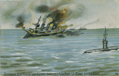 Versenkung des italienischen Kreuzers Giuseppe Garibaldi durch das österreichische U-Boot U-4, Erster Weltkrieg, 18. Juli 1915 von Austrian School