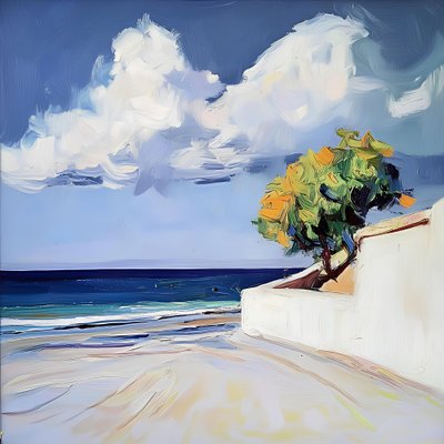 Orangenbaum Küstenszene von Avanesova Elena