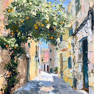 Sonnige Orangenbaumstraße von Avanesova Elena