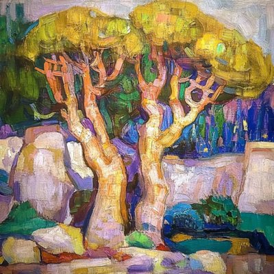 Lebendig bemalte Bäume von Avanesova Elena