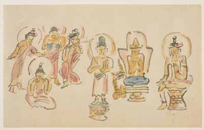 Karikaturen des Asakusa Kannon-Tempels A, ca. 1900 von Awashima Kangestu
