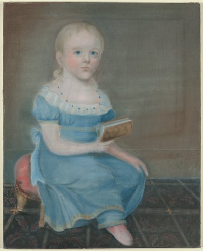 Porträt eines Mädchens mit blauen Augen und blauem Kleid von B. Doyle