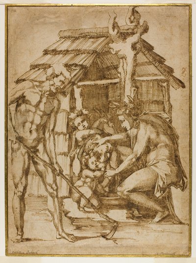 Erste Familie vor einem Schutzraum von Baccio Bandinelli