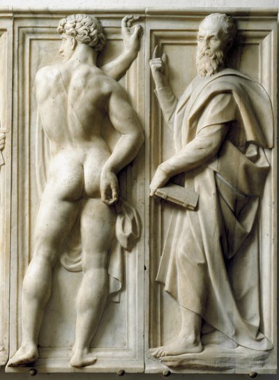 Prophet und Ignudo Flachrelief aus Marmor von Baccio Bandinelli von Baccio Bandinelli