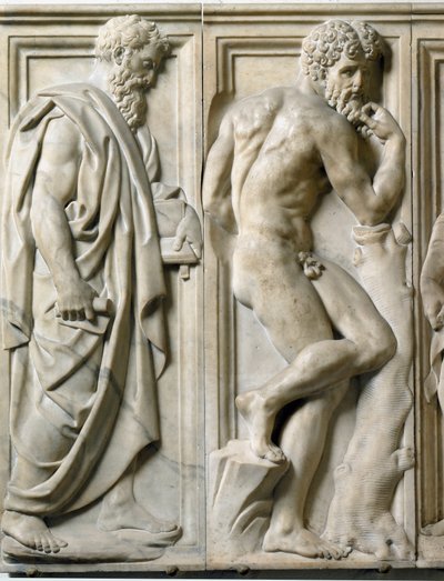Prophet und Ignudo Flachrelief aus Marmor von Baccio Bandinelli (1493-1560) von Baccio Bandinelli