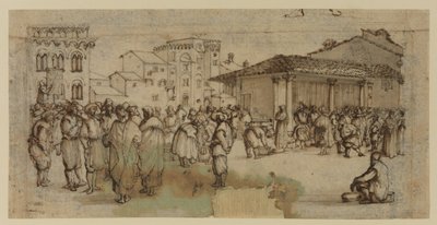 Marktplatz in Florenz mit Figuren von Baccio del Bianco