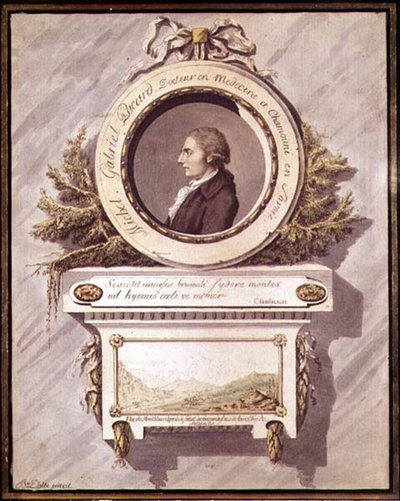 Michel Gabriel Pacard, Arzt aus Chamonix, Savoie mit Blick auf den Mont Blanc vom Tal von Sallenche von Bailer Dalbe