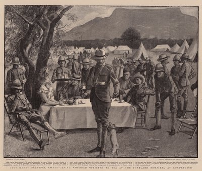 Lady Henry Bentinck bewirtet verwundete Offiziere im Portland Hospital in Rondebosch (Lithografie) von Balliol (after) Salmon