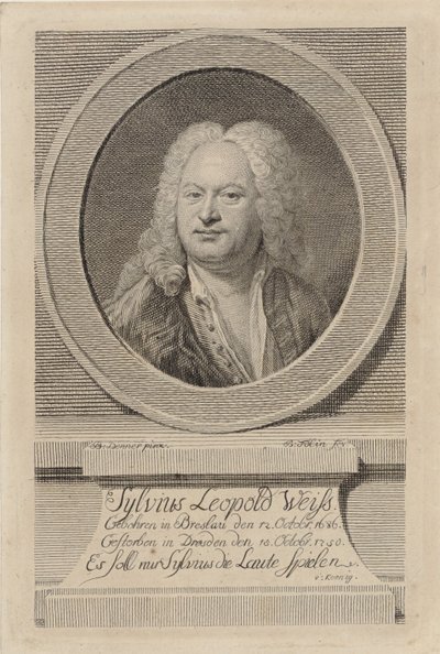Porträt von Sylvius Leopold Weiss 1686-1750, 1750 von Balthasar Denner