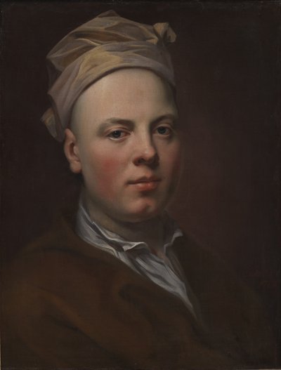 Porträt eines jungen Mannes mit weißer Mütze von Balthasar Denner