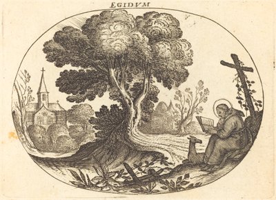 Heiliger Ägidius und eine Hirschkuh von Balthasar Moncornet