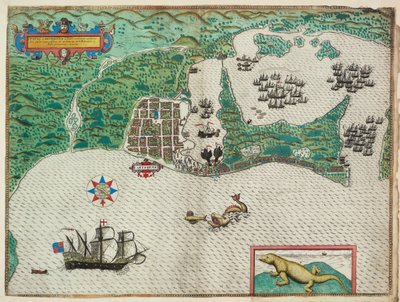 Karte von Cartagena von Baptista Boazio