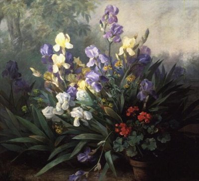Florale Landschaft mit Iris von Barbara Koch