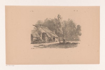 Bauernhof mit Wagen (Landschaftsstudien sechste Lieferung) von Barend Cornelis Koekkoek