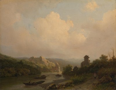 Ein Fluss in bergiger Landschaft von Barend Cornelis Koekkoek