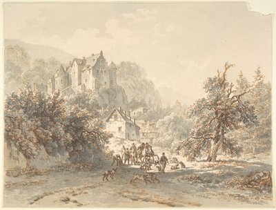 Landschaft mit Jagdgesellschaft von Barend Cornelis Koekkoek