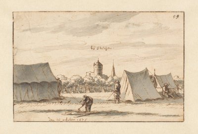 Lager des Heeres von Wilhelm III. bei Sint-Truiden, Limburg von Barend Klotz (attributed to)