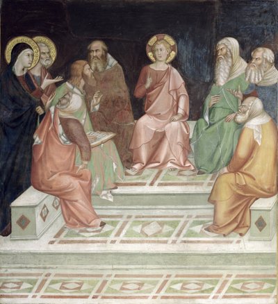 Jesus mit den Doktoren, aus einer Serie von Szenen des Neuen Testaments (Fresko) von Barna da Siena