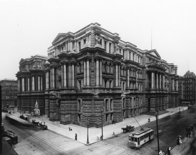 Ansicht des Chicagoer Rathauses und des Cook County Courthouse, ca. 1900 von Barnes and Crosby Barnes and Crosby