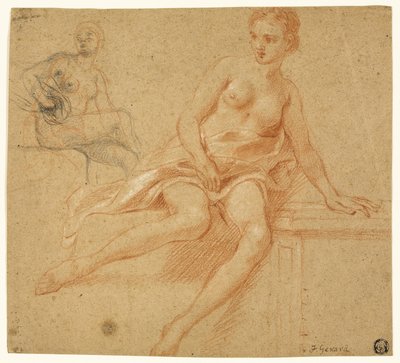 Zwei Skizzen einer sitzenden weiblichen Aktfigur von Baron François Pascal Simon Gérard