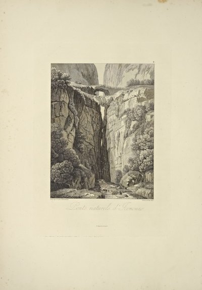 Natürliche Brücken von Icononzo, Illustration aus "Vues des Cordillères et Monumens des Peuples Indigènes de l