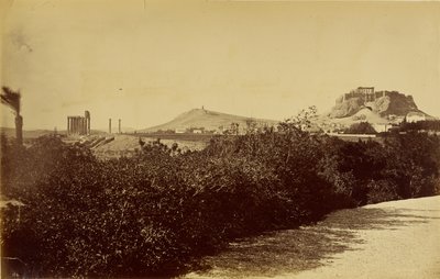 Athen - Tempel des Olympischen Zeus und Akropolis von Osten von Baron Paul des Granges