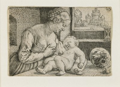 Mutter und Kind mit Schädel und Sanduhr, c. 1528-1530 von Barthel Beham